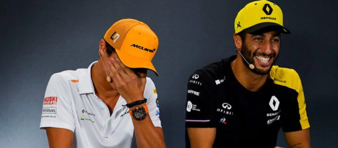 Lando Norris και Daniel Ricciardo από τις πίστες της F1 στα Studio για το τραγούδι της McLaren